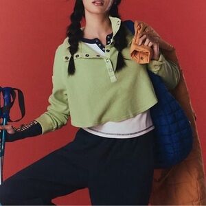 Free People FP Movement So Fly Henley Top in Lightening Lime Size S NWOT Womens